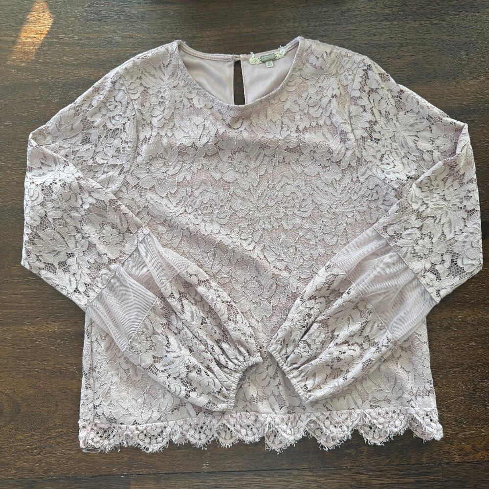 Gimmicks by BKE light pink lace long sleeve blouse